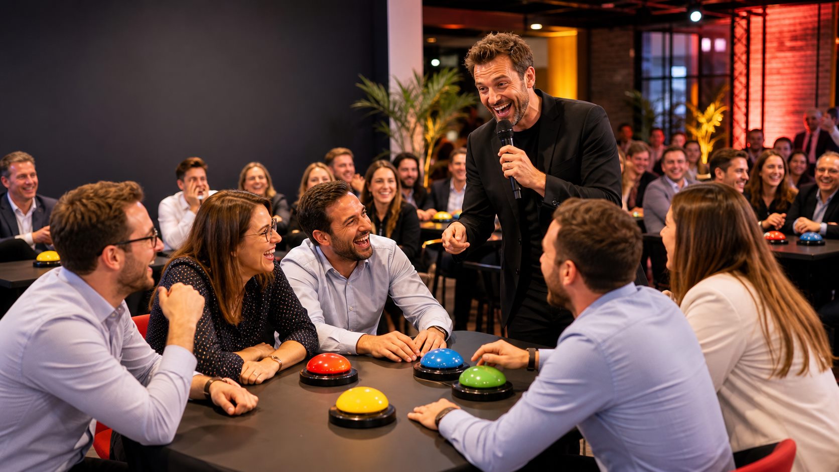Animation quiz team building a Toulouse avec animateur drole et buzzers